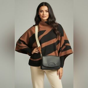 2 Piece Purse & Poncho Set | NWT Crossbody + Printed Sweater Poncho